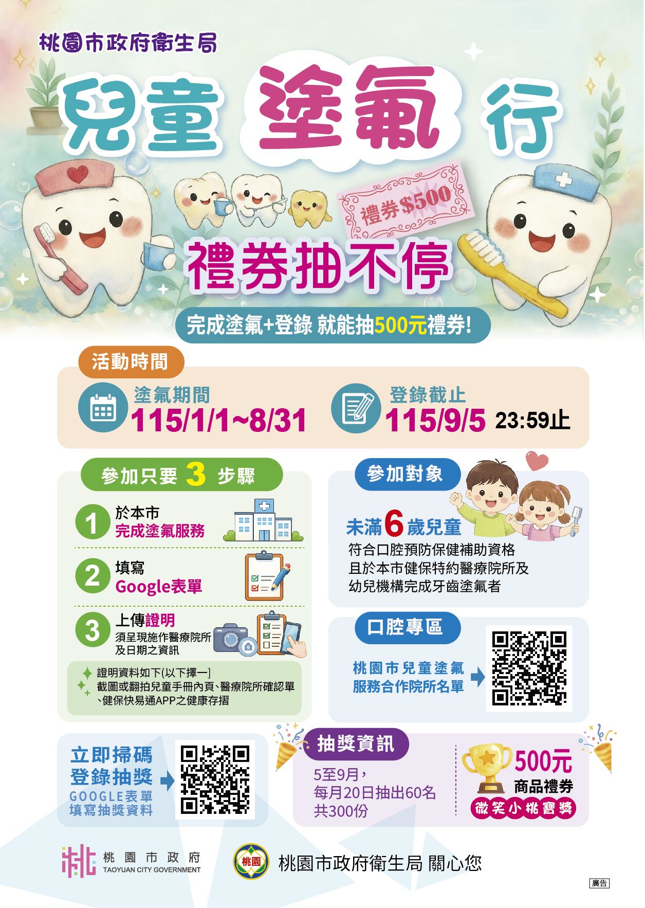 桃園市衛生局辦理「兒童塗氟行,禮卷抽不停」活動 桃園市衛生局辦理「兒童塗氟行,禮卷抽不停」活動